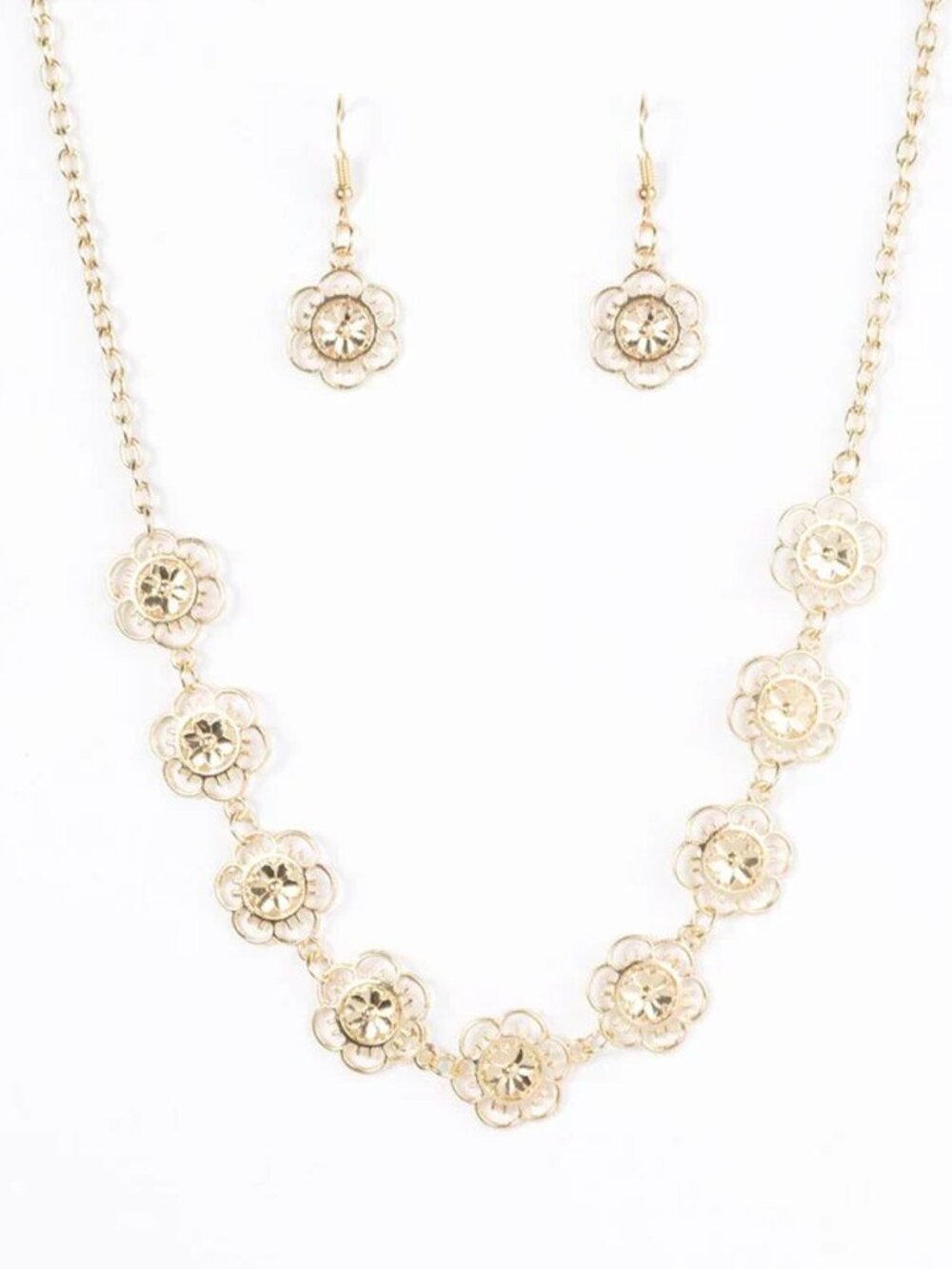 Paparazzi BLOOM or Bust Rose Gold Necklace & Earrings Set